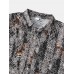 Mens Vintage Geometric Print Button Up Short Sleeve Shirts