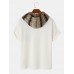 Mens Ethnic Geometric Print Pocket Knitted Short Sleeve Hooded T  Shirts