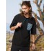 Men Navajo Pocket Drawstring Designed Elastic Neck T  Shirts