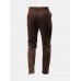 Men Solid Color Pleated Button Side Pockets Ankle Length Business Pants