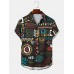 Mens Vintage Tribal Print Short Sleeve Front Buttons Shirts